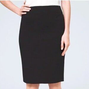 White House Black Market Solid Black Skirt Midi Size 8 NWOT Pencil Skirt